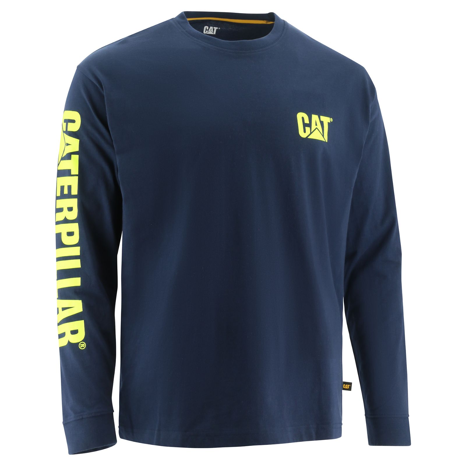 Caterpillar Trademark Banner Long Sleeve Philippines - Mens T-Shirts - Blue 16927HOUR